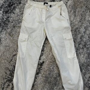 Theory White Cargo Jogger Pants